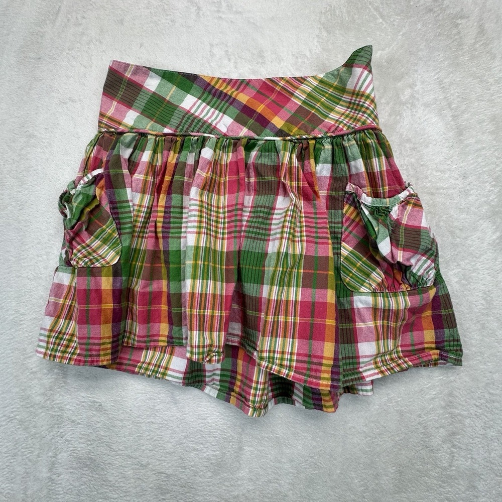 Ralph Lauren Girls Skirt 6X Madras Plaid Pockets Cotton Preppy Dressy
